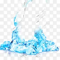 蓝色冰块水花效果元素
