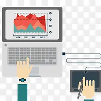 办公人士制作图表矢量图