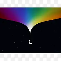 抽象月亮亮面彩虹光芒