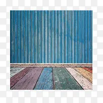 彩色木纹地板蓝色木纹墙面