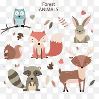 彩绘森林动物设计矢量