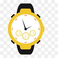 黄色圆弧时间手表元素