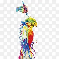 彩色绘画鹦鹉矢量图