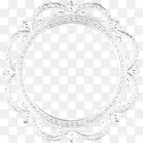 白色花纹圆形镜框