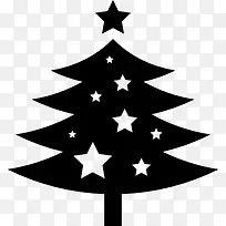 圣诞树装饰着星星图标