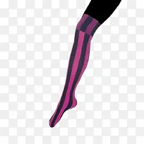 紫色条纹膝盖长袜