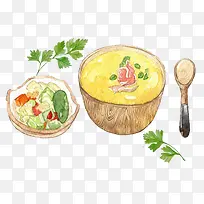 豆汤饭手绘画素材图片