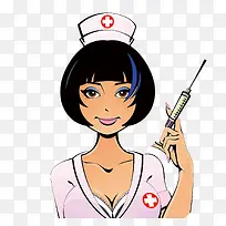矢量卡通打针的女护士