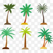 6种椰树图标矢量图