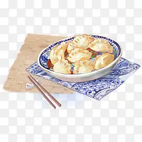 手绘新年饺子食物素材