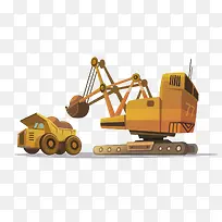 挖掘机和装载车矢量素材