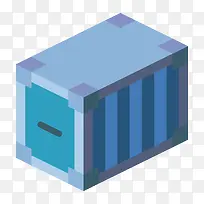 蓝色立体集装箱元素