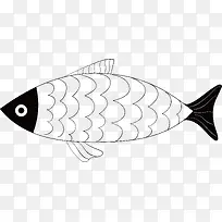 渔业设计手绘黑色海鲜鱼类矢量素