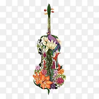 唯美艺术鲜花小提琴