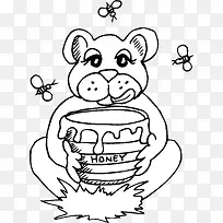 卡通小熊吃蜂蜜线图