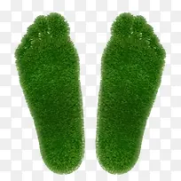 绿色植物小草组成的脚印素材