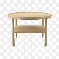 圆形木头咖啡桌椅