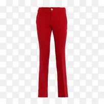 红色羊毛混纺裤子