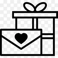 情书和礼物盒用丝带图标