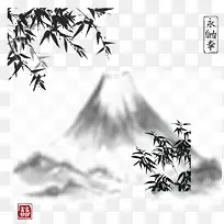 墨色大山竹子矢量素材