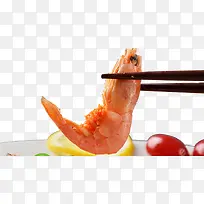 海鲜广告筷子夹虾