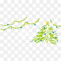 绿色涂鸦线条圣诞树