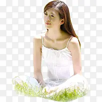 夏日活动海报吊带白色连衣裙