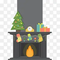 灰色圣诞壁炉