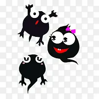 好动的蝌蚪黑色卡通蝌蚪用于少儿