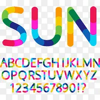 彩色方块创意英文字体矢量