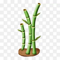 绿色竹节绘画免抠素材
