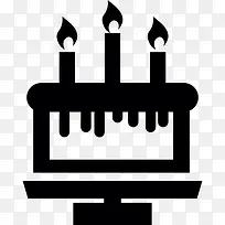 生日蛋糕三根蜡烛图标