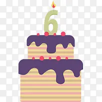 可爱六岁生日双层巨型蛋糕矢量图
