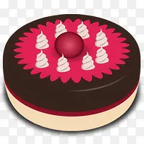 精美的巧克力蛋糕黑色圆形图标