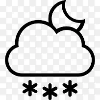 雪夜中风天气符号图标