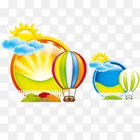 热气球太阳海报背景