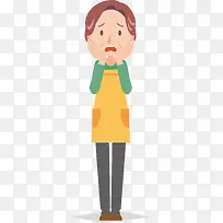 双手托腮妇女不开心卡通人物矢量