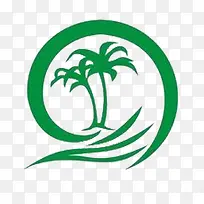 圆形椰子树绿色园林logo