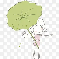 卡通荷叶女孩