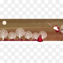 圣诞节冬季树木剪影背景banner