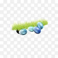 矢量蓝绿色小草中的彩蛋