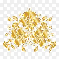 创意文艺花纹装饰海报设计金色花