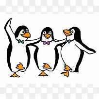 三只可爱的卡通企鹅