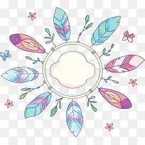 水彩羽毛民族风边框