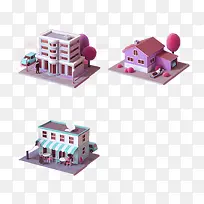 卡通立体建筑免抠图