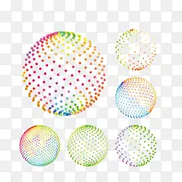 炫彩彩色圆点空间圆球矢量图