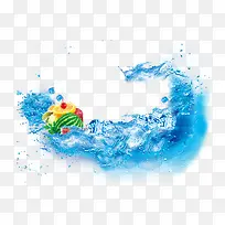 动感水元素冰块水果