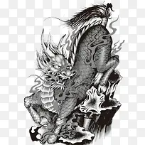 黑白色麒麟图案