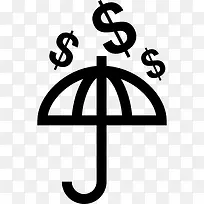 伞和美元符号在图标