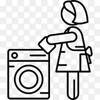 女人和洗衣图标